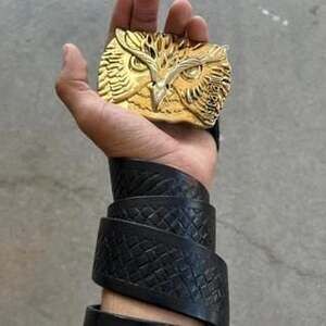 Just Cavalli Y2K Grunge Belt with Gold Owl Buckle